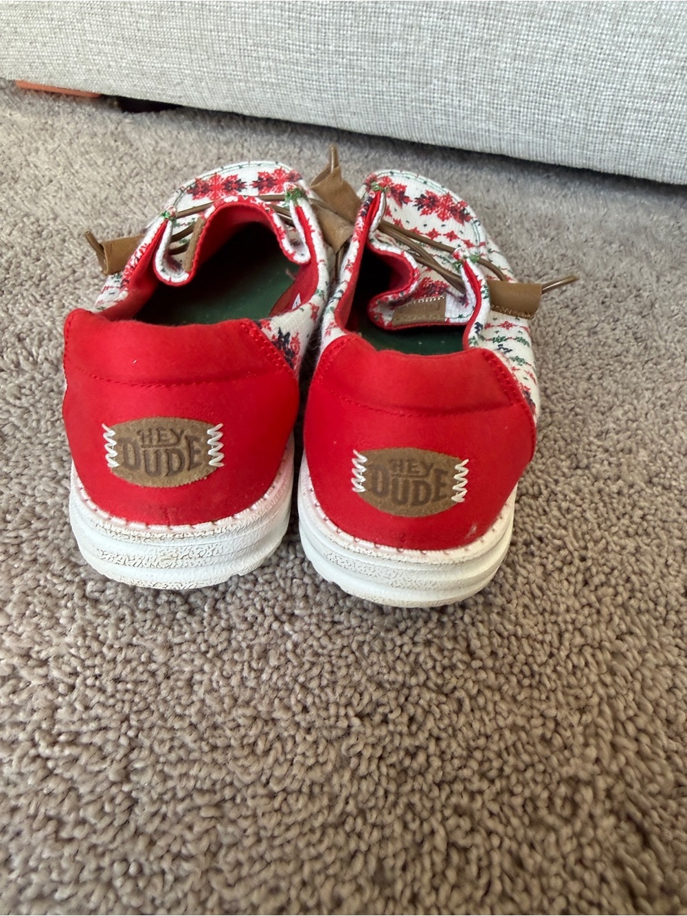 Hey Dude Women’s Red, White and Green Patterned Slip-On Sneakers - Picture 5 of 13